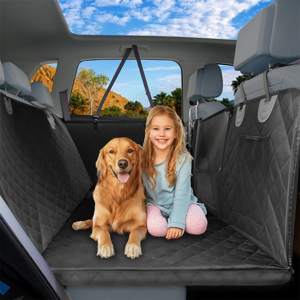 Waterproof Dog Back Seat Hammock Cover with Side Flaps and Storage Pocket (max 100kg)
