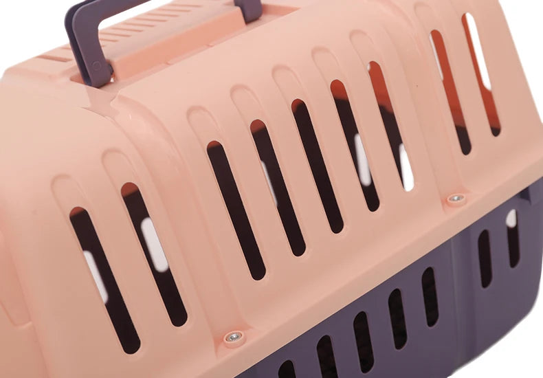 Portable Pet Travel Carrier. Lightweight Hard Plastic Crate for Small Cats and Dogs Sliding Door (45.5x31.5x30.5cm)