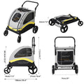 Heavy Duty Pet Stroller with 4 Wheels and Brake - Foldable. (Medium)