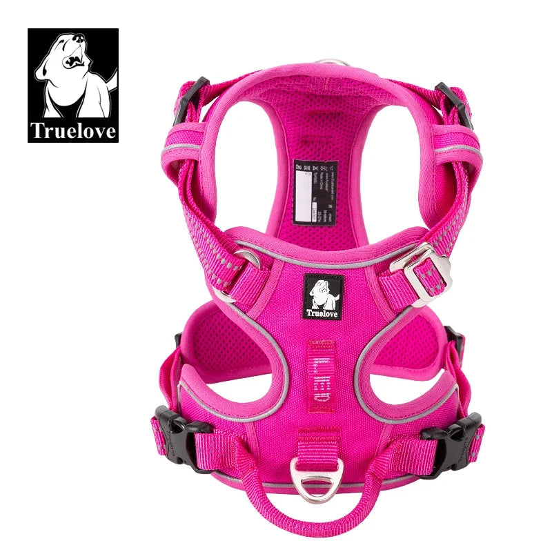 Dog Harness with Breathable Mesh Padding and reflective trim - Adjustable Lightweight Fit, Fuchsia, size XS