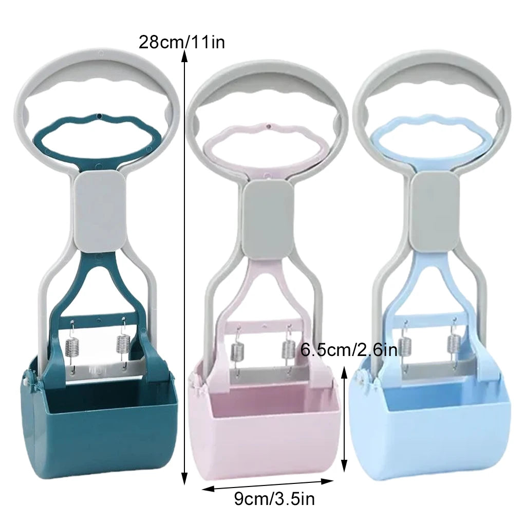 Foldable Dog Poop Scooper Long Handle Heavy Duty Jaw Clamp, Non Stick, Easy Clean