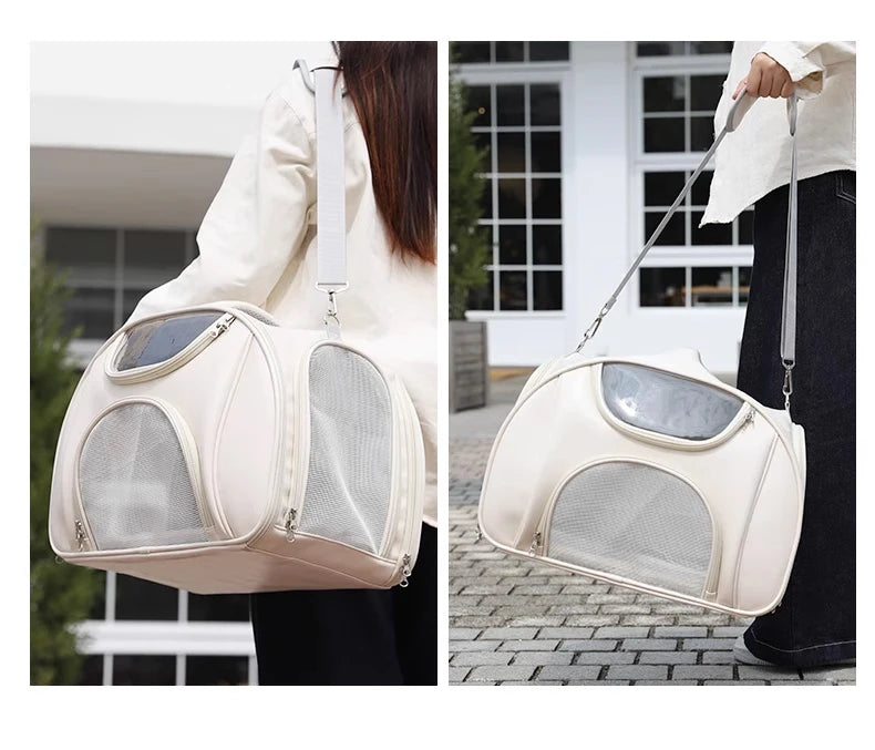 Soft Sided Expandable Pet Carrier Backpack with Ventilated Panels and trolley