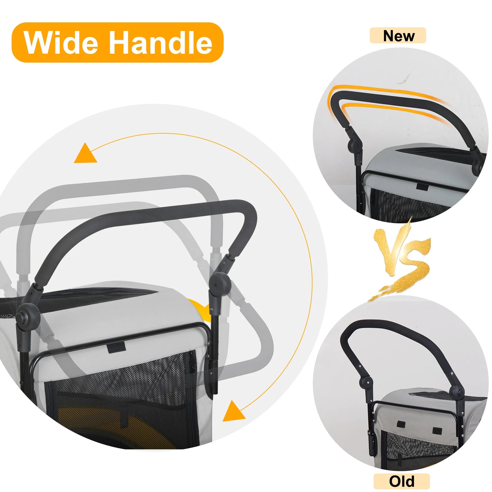 Heavy Duty Pet Stroller with 4 Wheels and Brake - Foldable. (Medium)