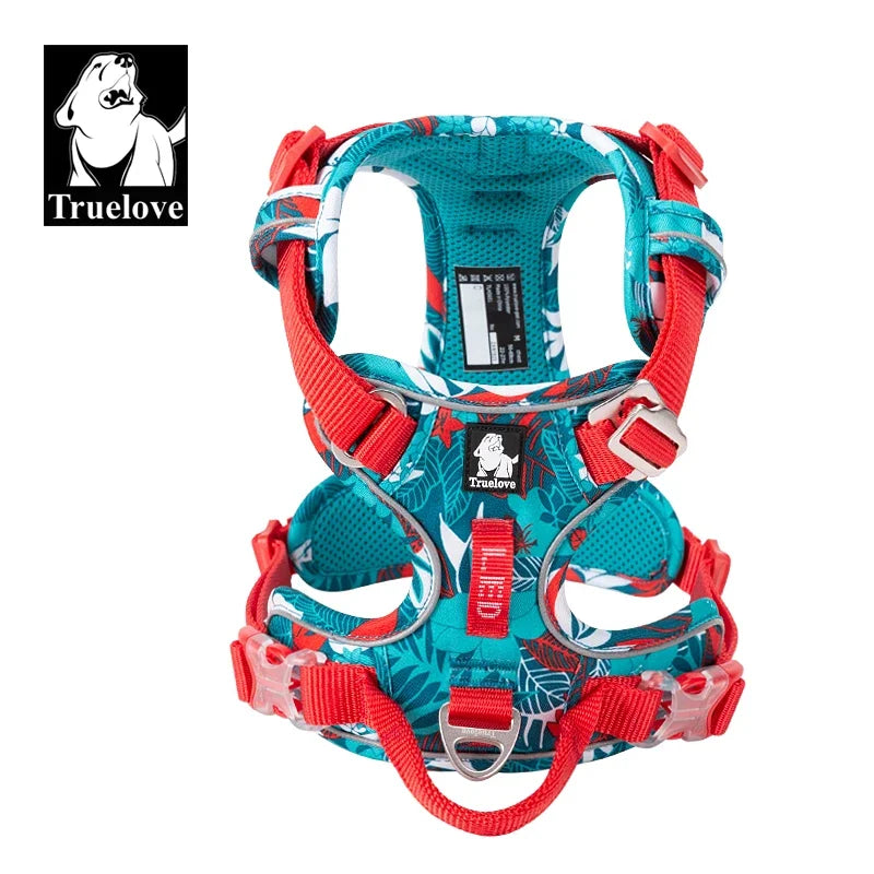 Dog Harness with Breathable Mesh Padding and reflective trim - Adjustable Lightweight Fit, Blue, size L