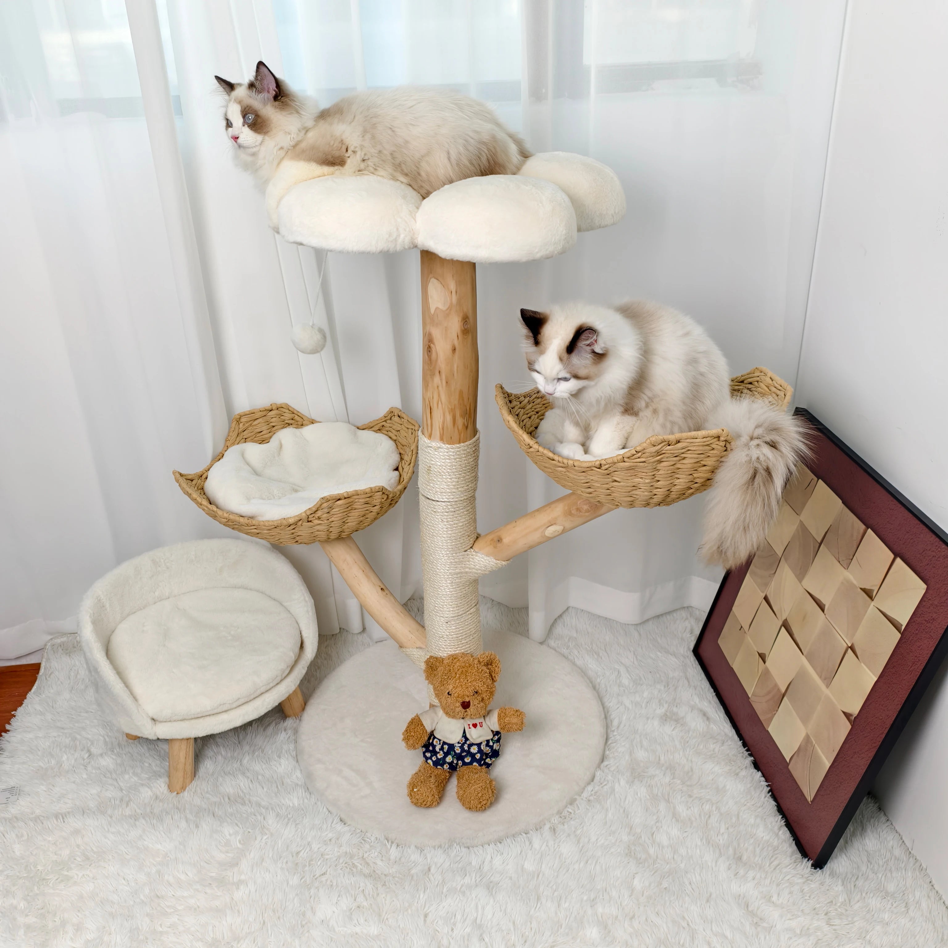 Cat Tree with Sisal Scratching Post and Removable Washable Mats