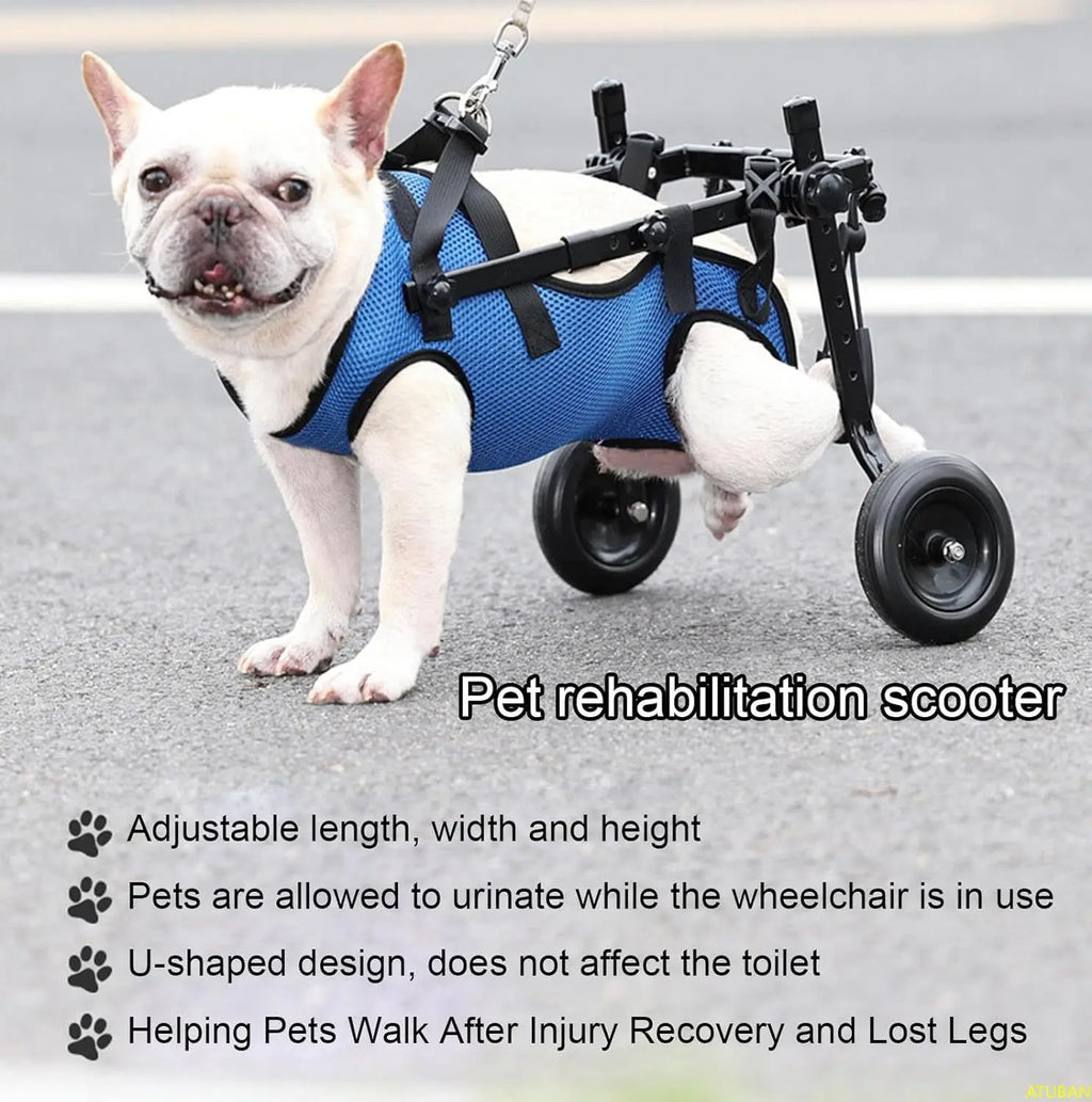 Adjustable Pet Wheelchair Cart for Dogs and Cats Lightweight Aluminum Frame Hind Leg Support, Size S (see sizing chart)