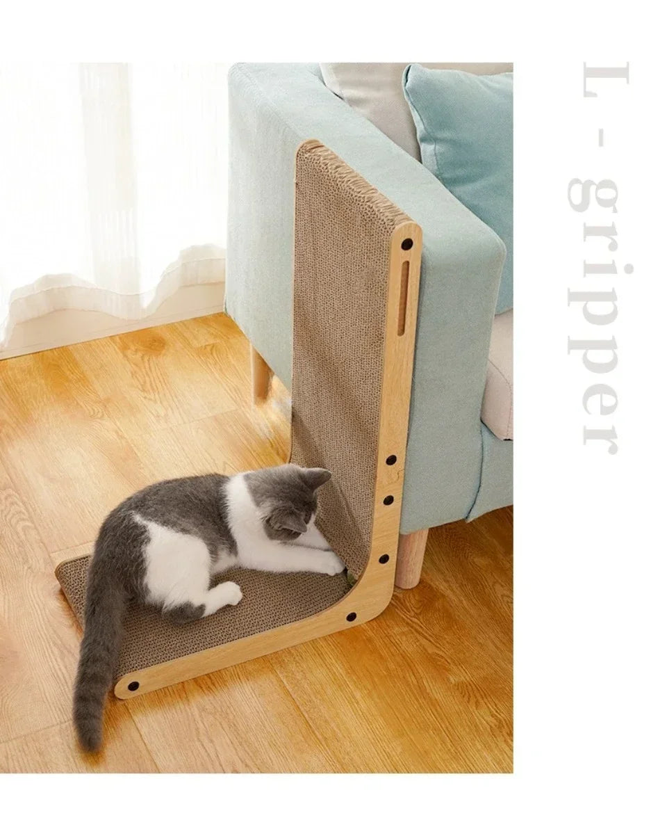 L-Shaped Cat Scratcher Board with Furniture Protection Design - Small