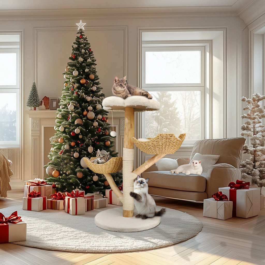 Cat Tree with Sisal Scratching Post and Removable Washable Mats