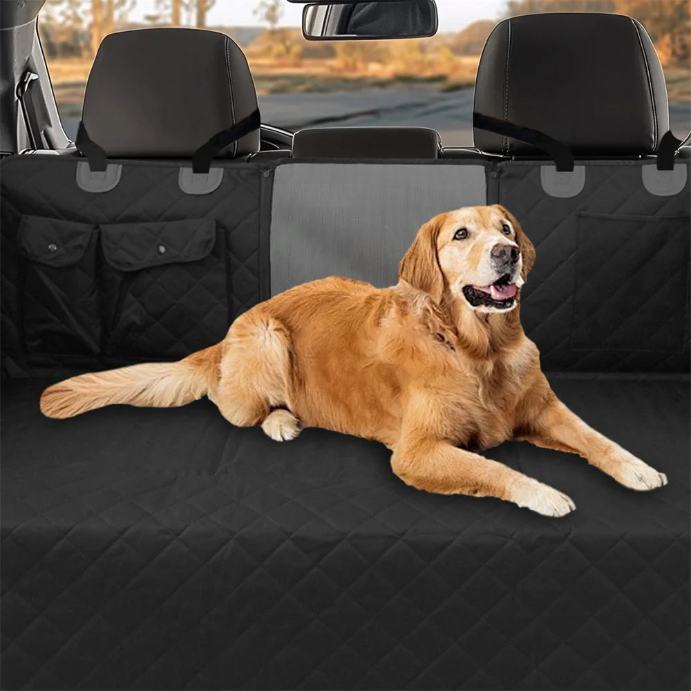 Waterproof Dog Back Seat Hammock Cover with Side Flaps and Storage Pocket (max 100kg)