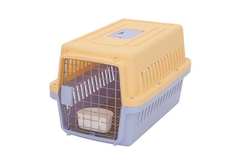 Portable Pet Travel Carrier Lightweight Hard Plastic Crate for Small Cats and Dogs with Sliding Door. (50x34.5x34cm)