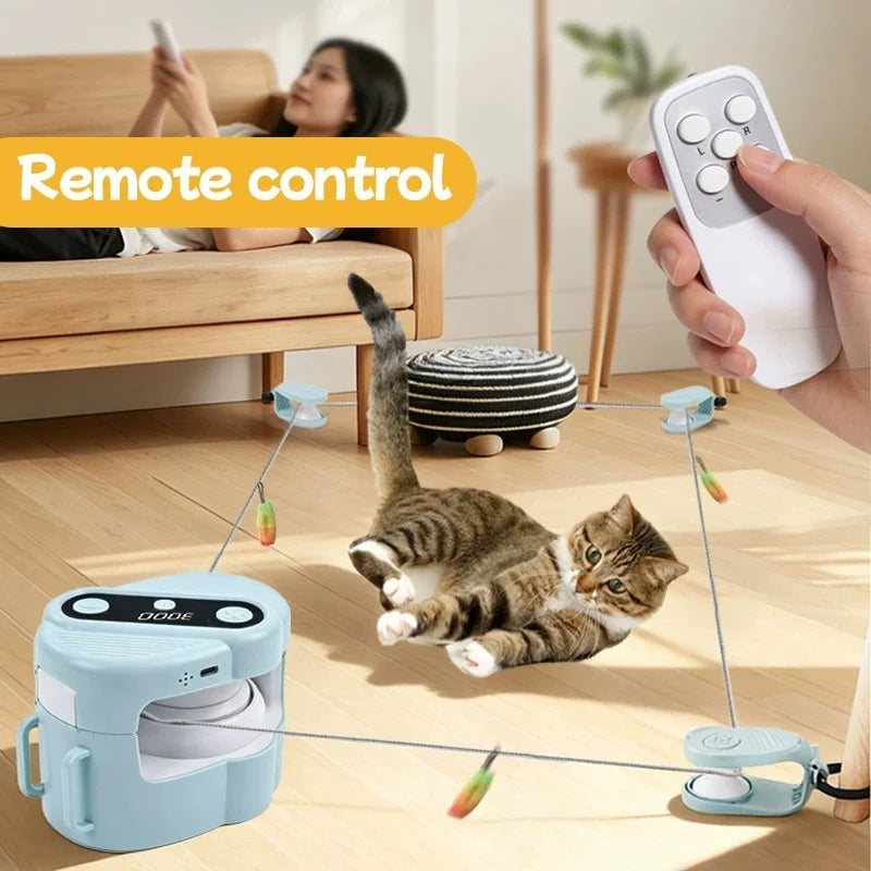 Interactive Indoor Cat Chase Toy with Remote and Adjustable Speed, Rechargeable
