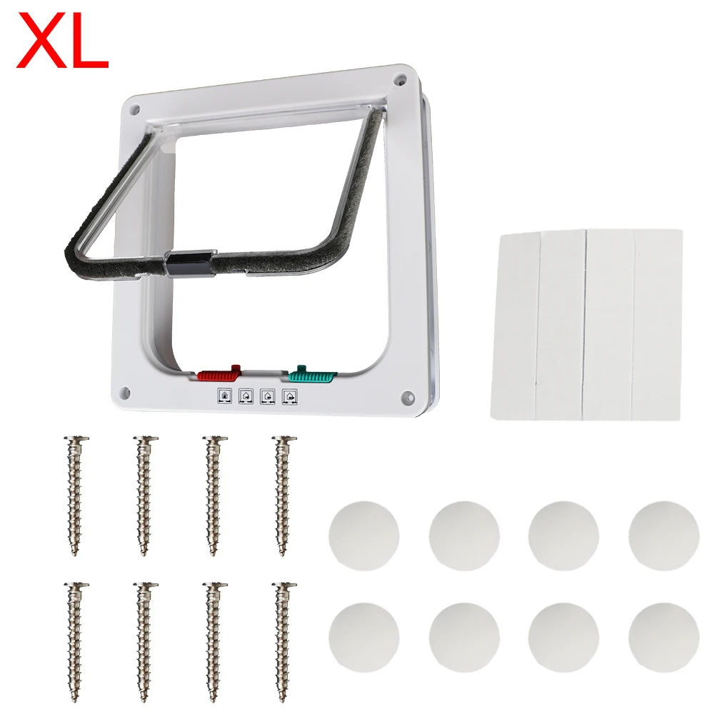 ABS Plastic Pet Door Flap with 4 Way Lock Weatherproof Seal for Cats and Small Dogs (M: 19*19.7*5.3cm)