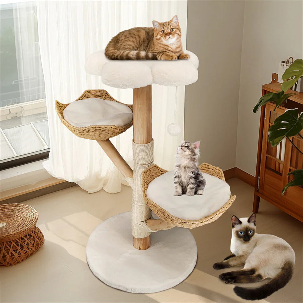 Cat Tree with Sisal Scratching Post and Removable Washable Mats