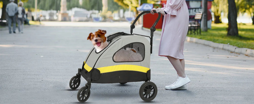 Heavy Duty Pet Stroller with 4 Wheels and Brake - Foldable. (Large)