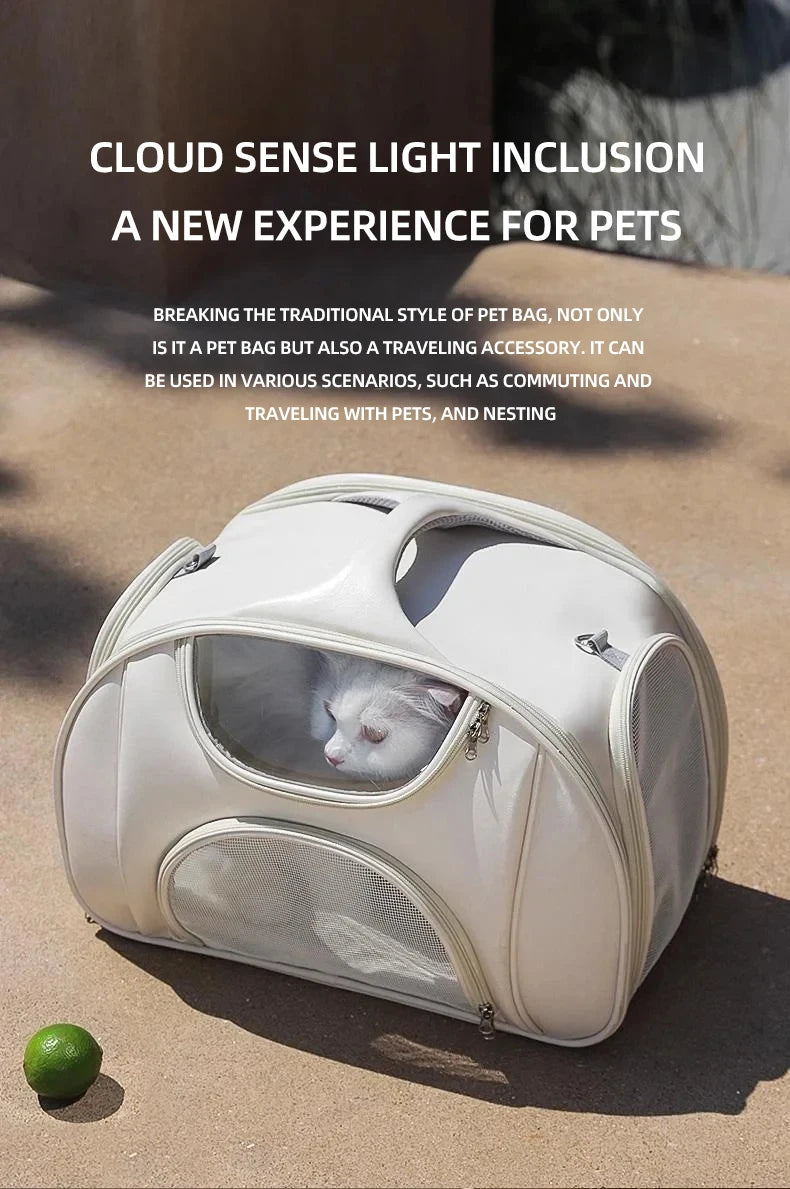 Soft Sided Expandable Pet Carrier Backpack with Ventilated Panels and trolley