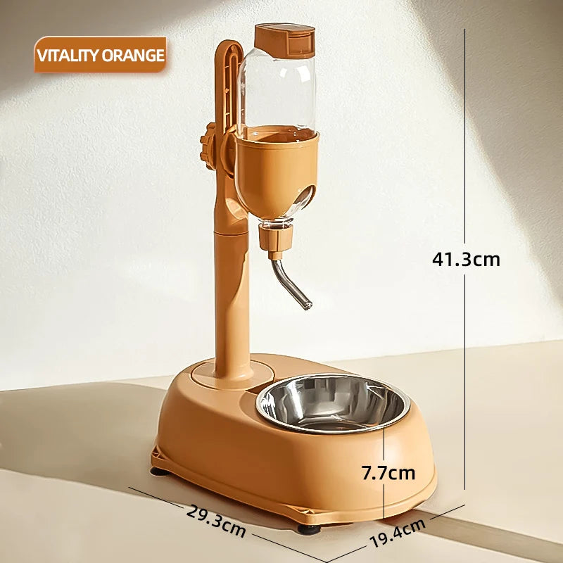 Gravity Fed Pet Water Dispenser with Hanging Bowl 500mL For Dogs and Cats (Grey)