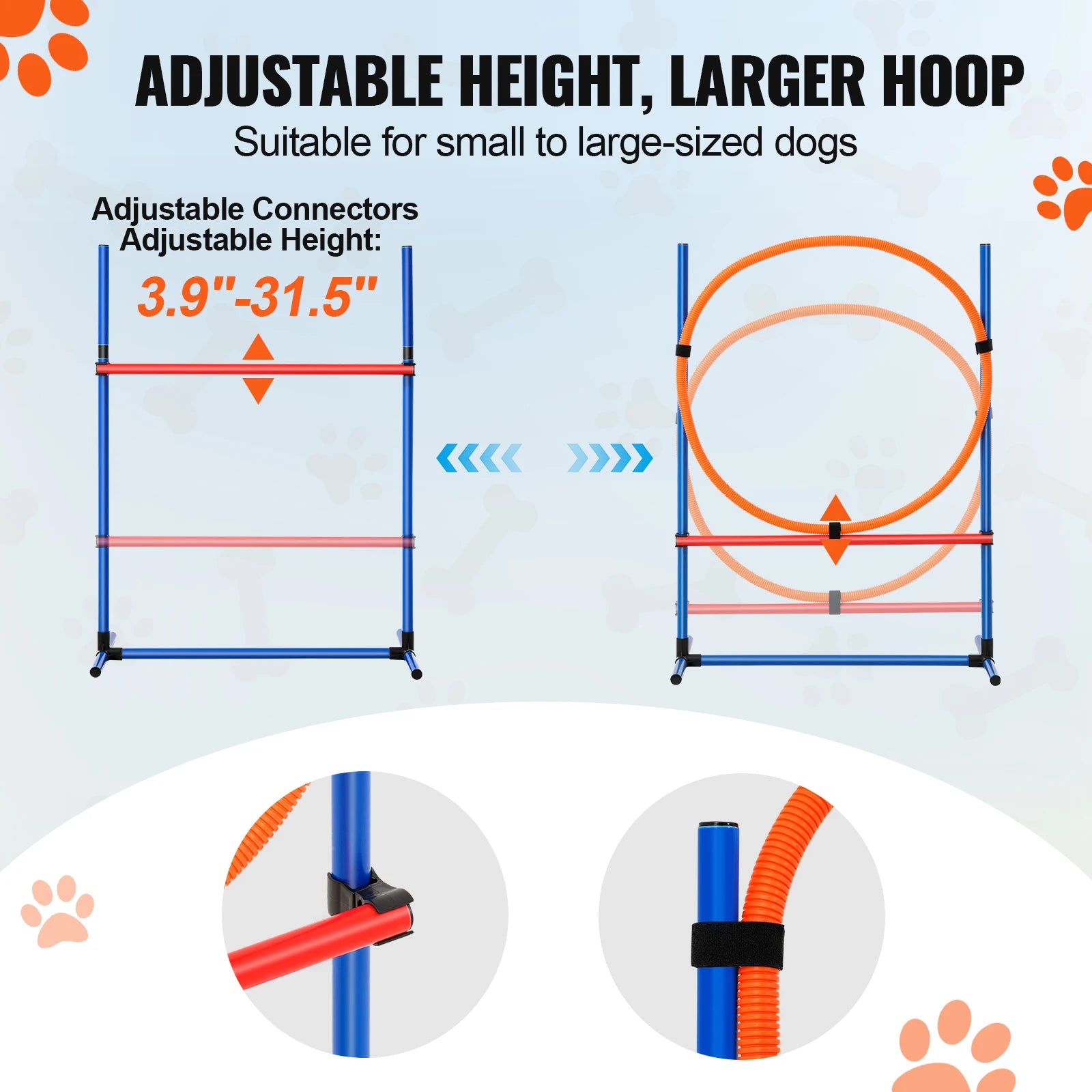 Dog Agility Training Equipment Set with Adjustable Hurdles and Weave Poles - 7 Piece