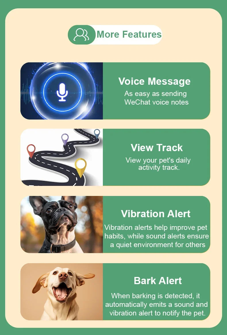 Smart 4G GPS Pet Tracker Collar with Voice Call and Geo Fence. Waterproof, Rechargeable