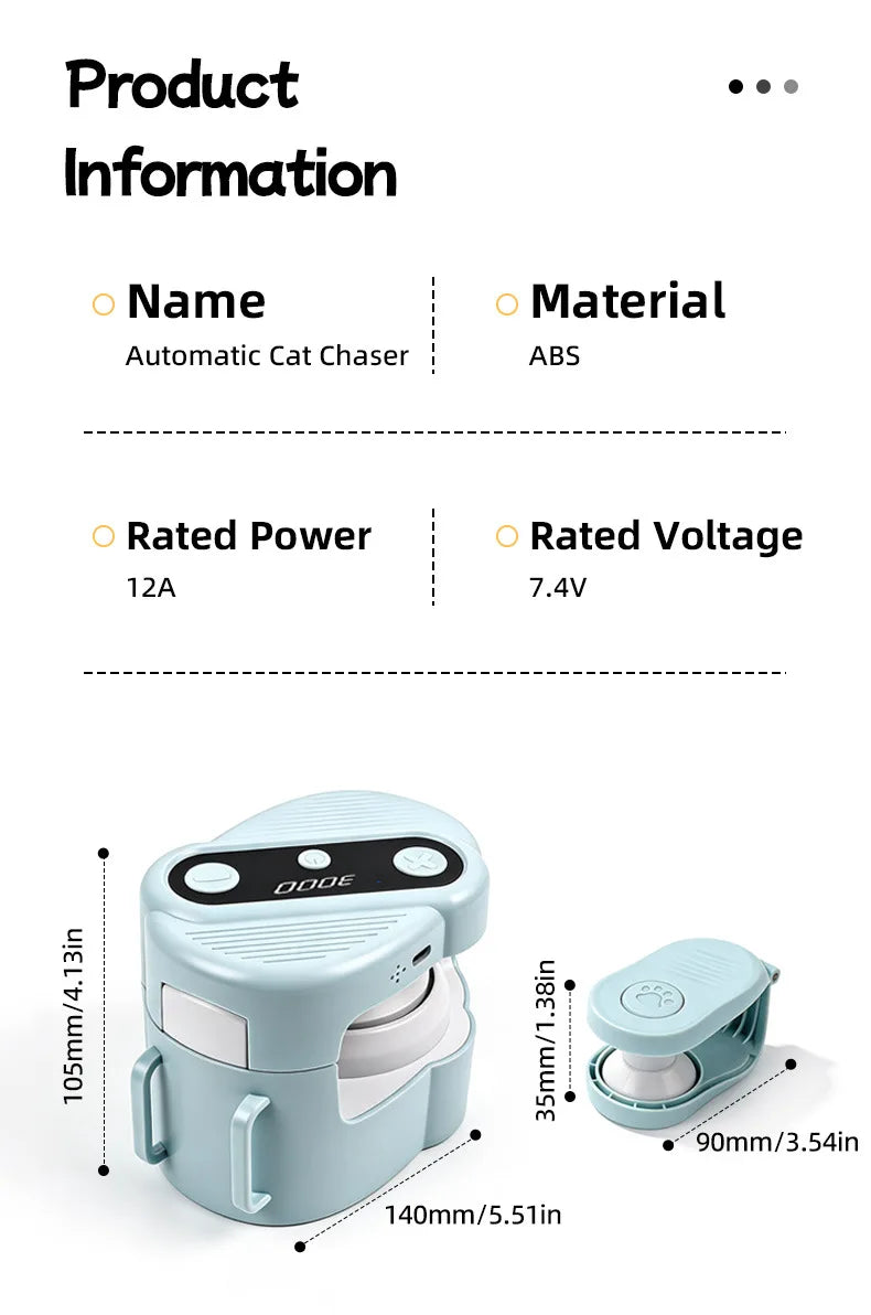 Interactive Indoor Cat Chase Toy with Remote and Adjustable Speed, Rechargeable