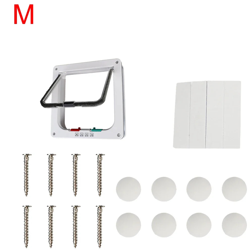 ABS Plastic Pet Door Flap with 4 Way Lock Weatherproof Seal for Cats and Small Dogs (M: 19*19.7*5.3cm)