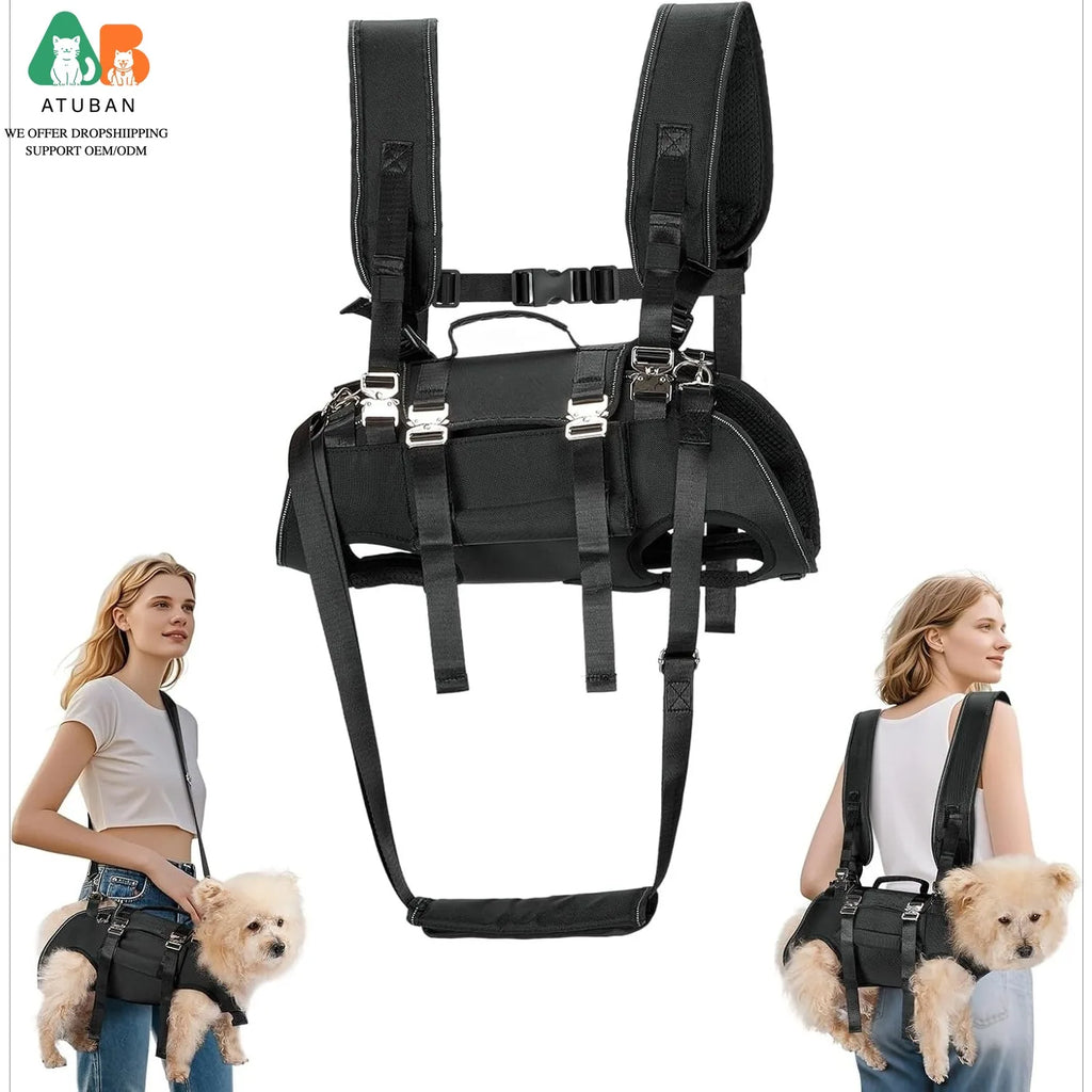 Dog Sling Carrier Lift Harness with Reinforced Handles and Adjustable Fit for Small to Medium Dogs - Black, Size S (2-3.5kg)