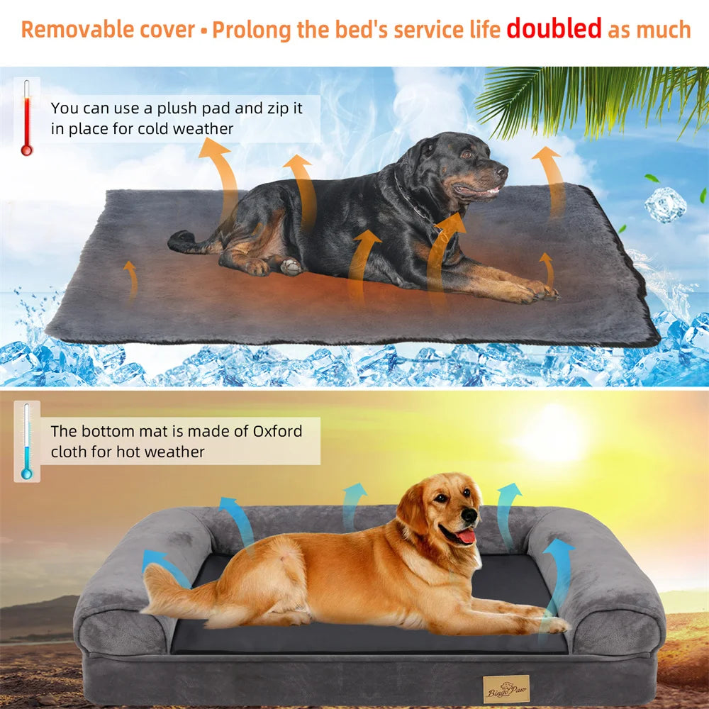 Orthopedic Memory Foam Dog Bed Sofa with Removable Waterproof Cover XL 120x90x20 cm