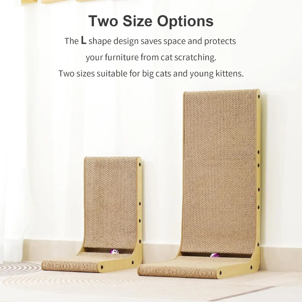 L-Shaped Cat Scratcher Board with Furniture Protection Design - Large