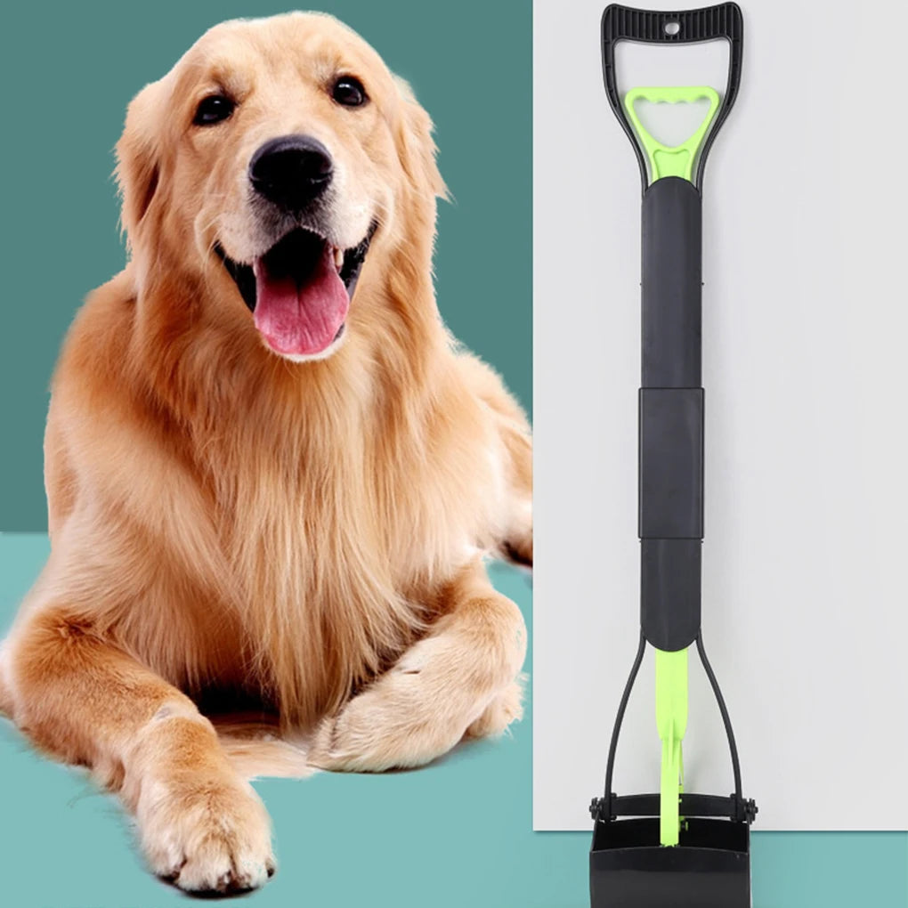 Foldable Dog Poop Scooper Long Handle Heavy Duty Jaw Clamp, Non Stick, Easy Clean