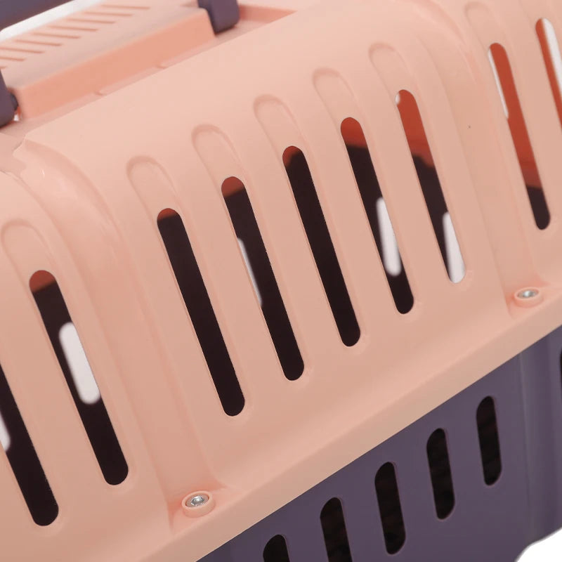 Portable Pet Travel Carrier Lightweight Hard Plastic Crate for Small Cats and Dogs with Sliding Door. (50x34.5x34cm)