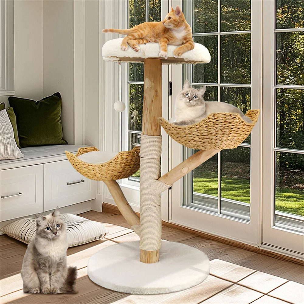 Cat Tree with Sisal Scratching Post and Removable Washable Mats