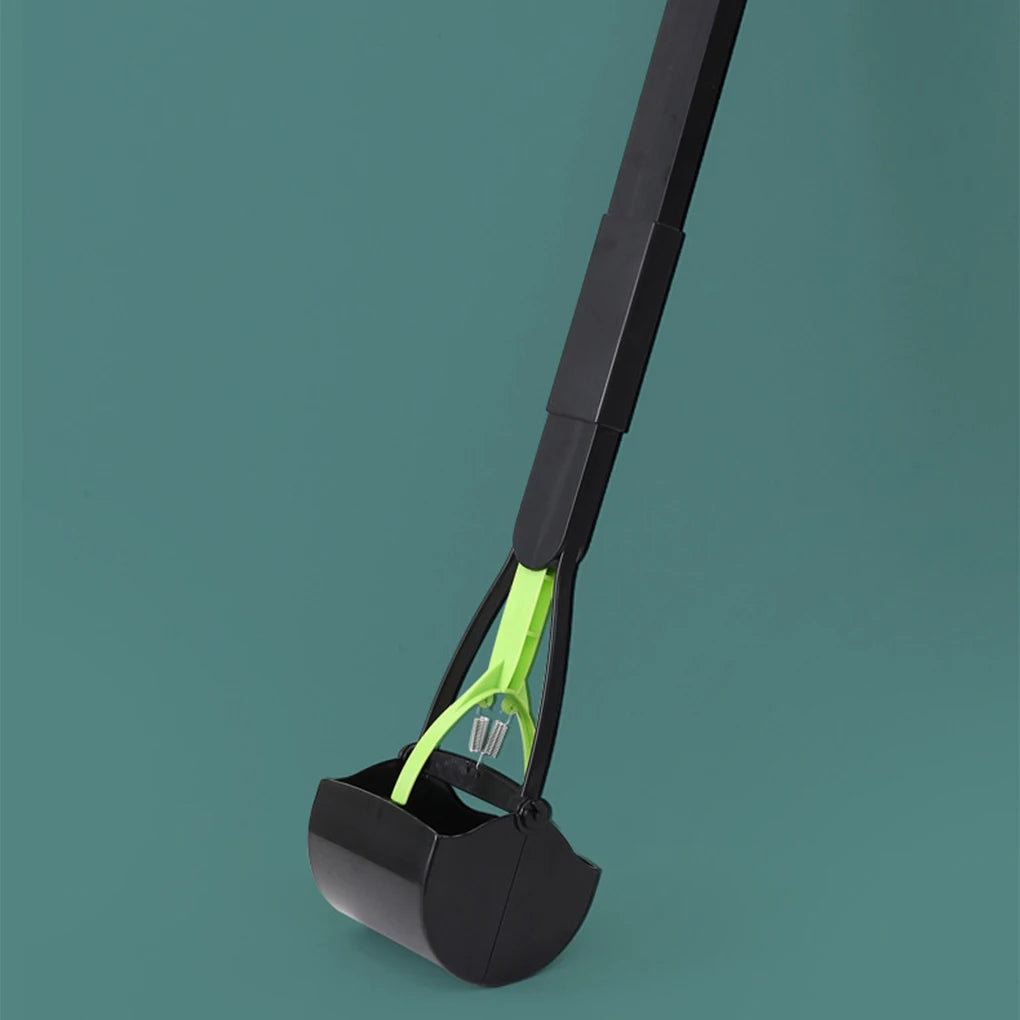 Foldable Dog Poop Scooper Long Handle Heavy Duty Jaw Clamp, Non Stick, Easy Clean