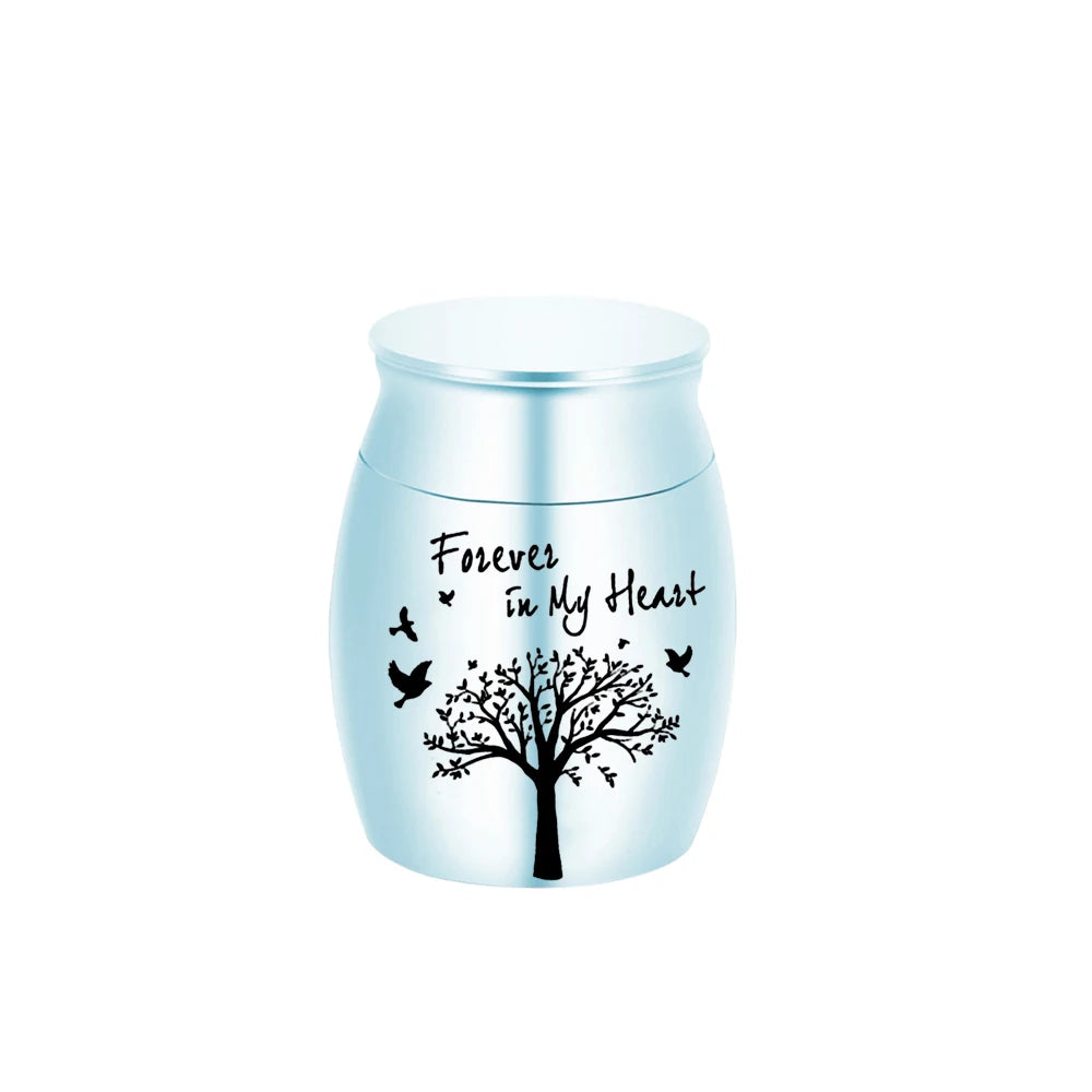 Mini Memorial Urn Tree of Life Aluminium Alloy Lightweight Keepsake Holder - Rose Gold