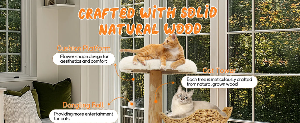 Cat Tree with Sisal Scratching Post and Removable Washable Mats