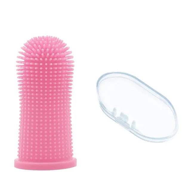 Soft Silicone Finger Toothbrush for Dogs and Cats 360 Degree Cleaning with Case