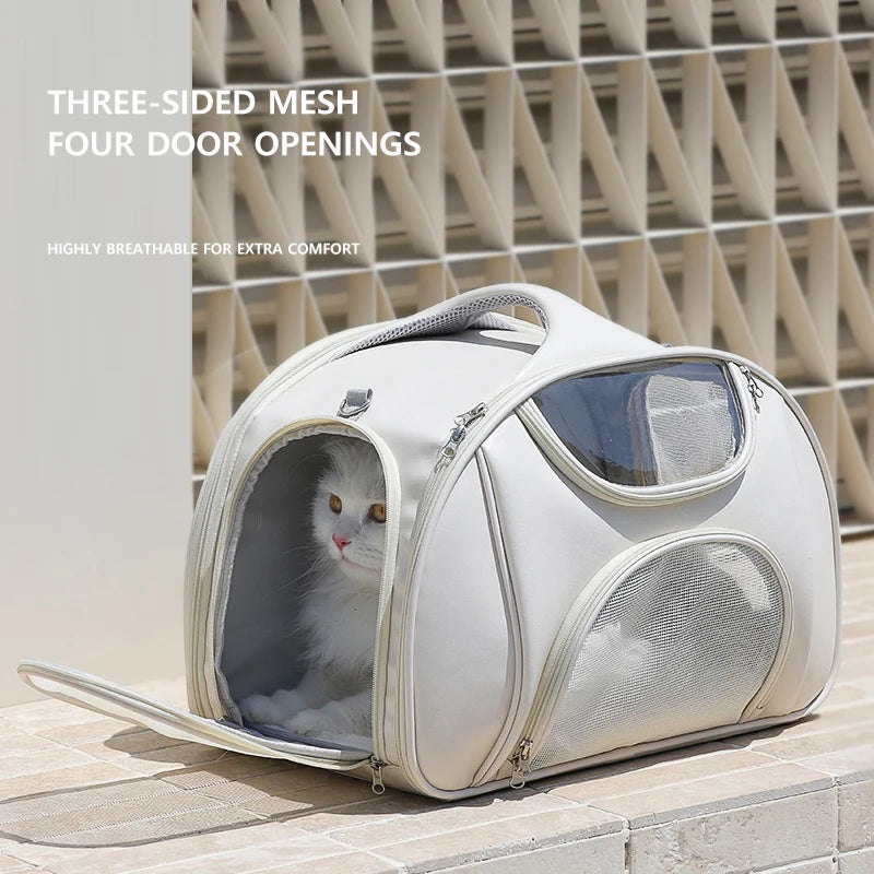 Soft Sided Expandable Pet Carrier Backpack with Ventilated Panels and trolley