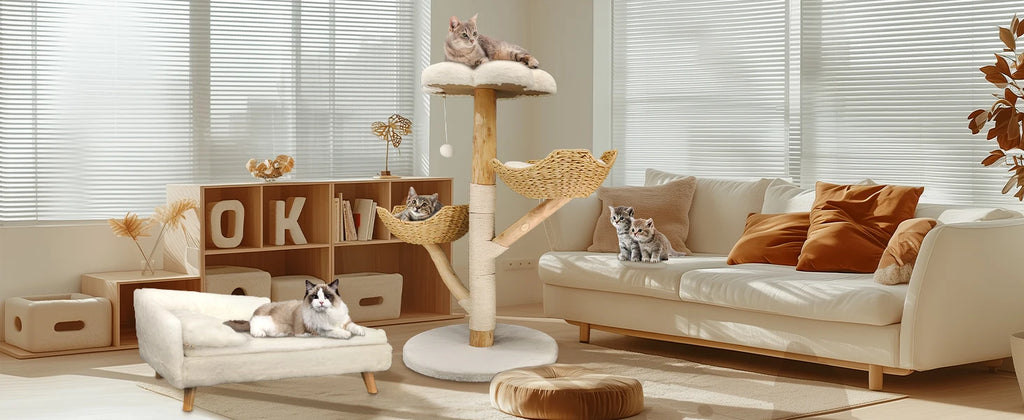 Cat Tree with Sisal Scratching Post and Removable Washable Mats