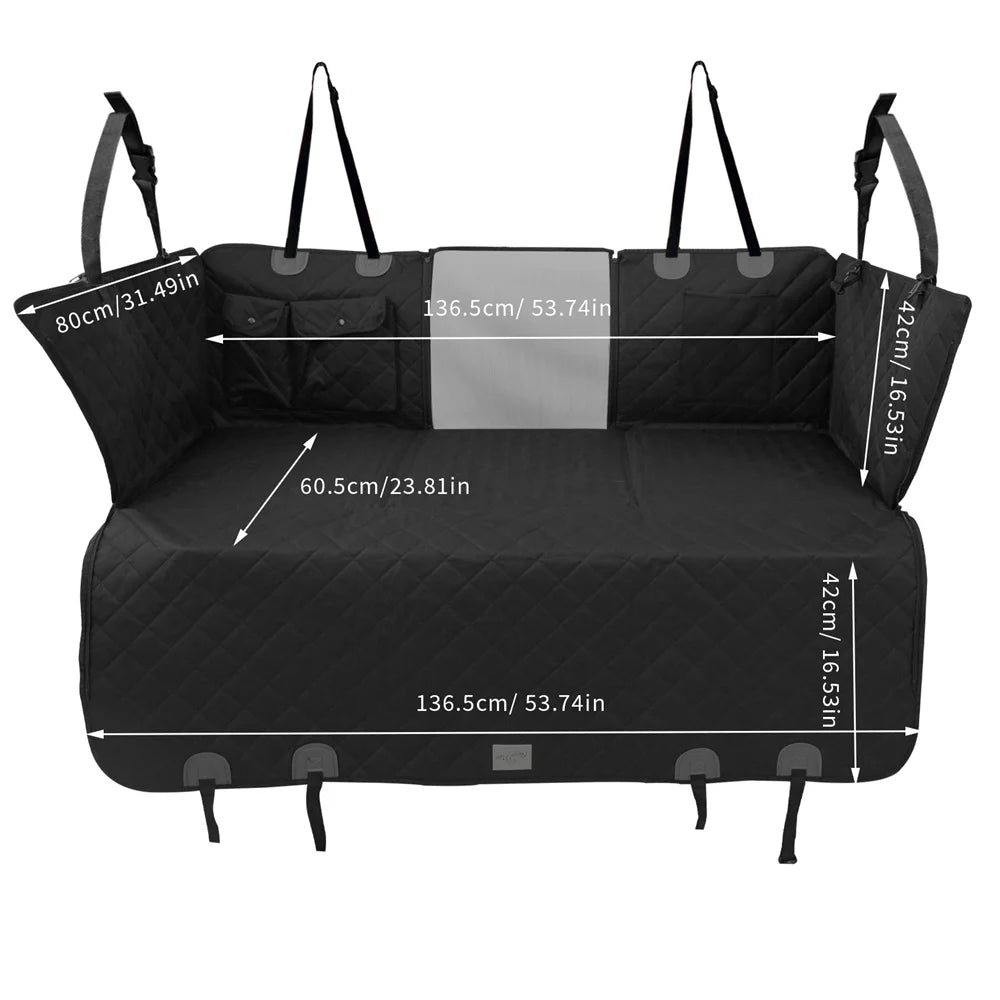 Waterproof Dog Back Seat Hammock Cover with Side Flaps and Storage Pocket (max 100kg)