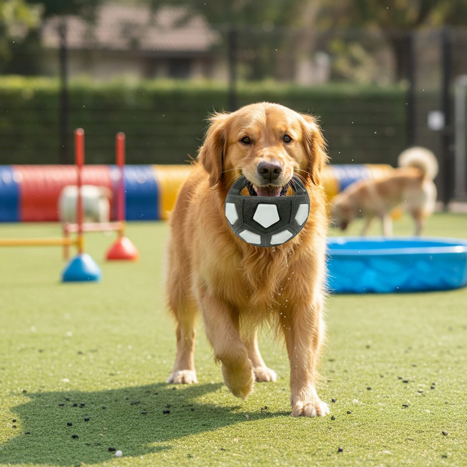 Interactive Squeaky Dog Ball with Handle for Outdoor Play - Medium Large Breeds (blue)