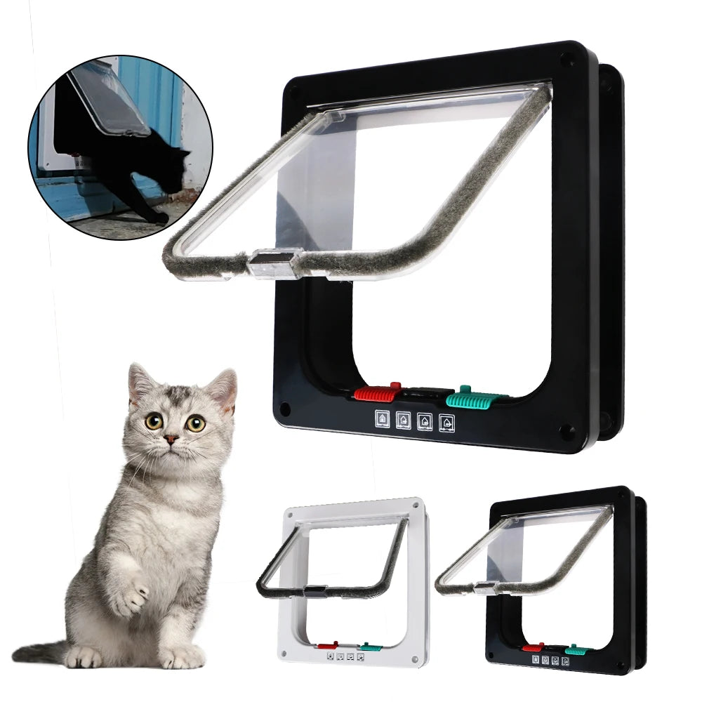 ABS Plastic Pet Door Flap with 4 Way Lock Weatherproof Seal for Cats and Small Dogs (XL: 25* 5.5*27.7cm)