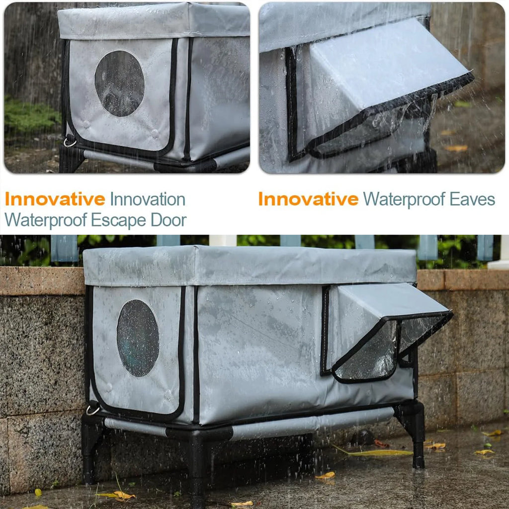 Lightweight Foldable Waterproof Cat Shelter with Insulated Warming Function - Large 65 x 42 x 30cm