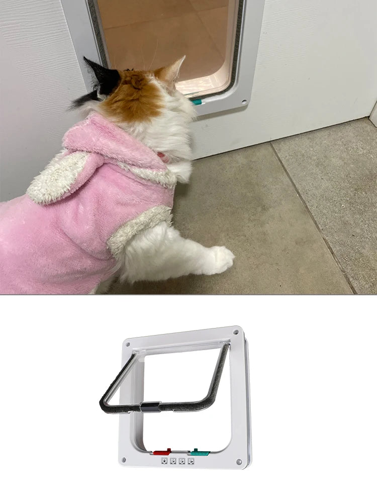 ABS Plastic Pet Door Flap with 4 Way Lock Weatherproof Seal for Cats and Small Dogs (M: 19*19.7*5.3cm)