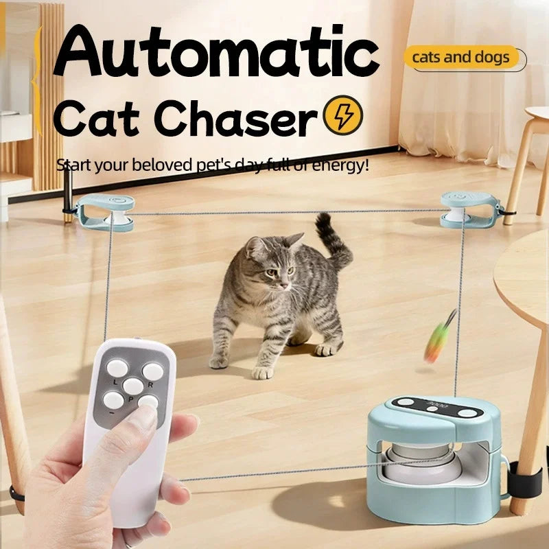 Interactive Indoor Cat Chase Toy with Remote and Adjustable Speed, Rechargeable
