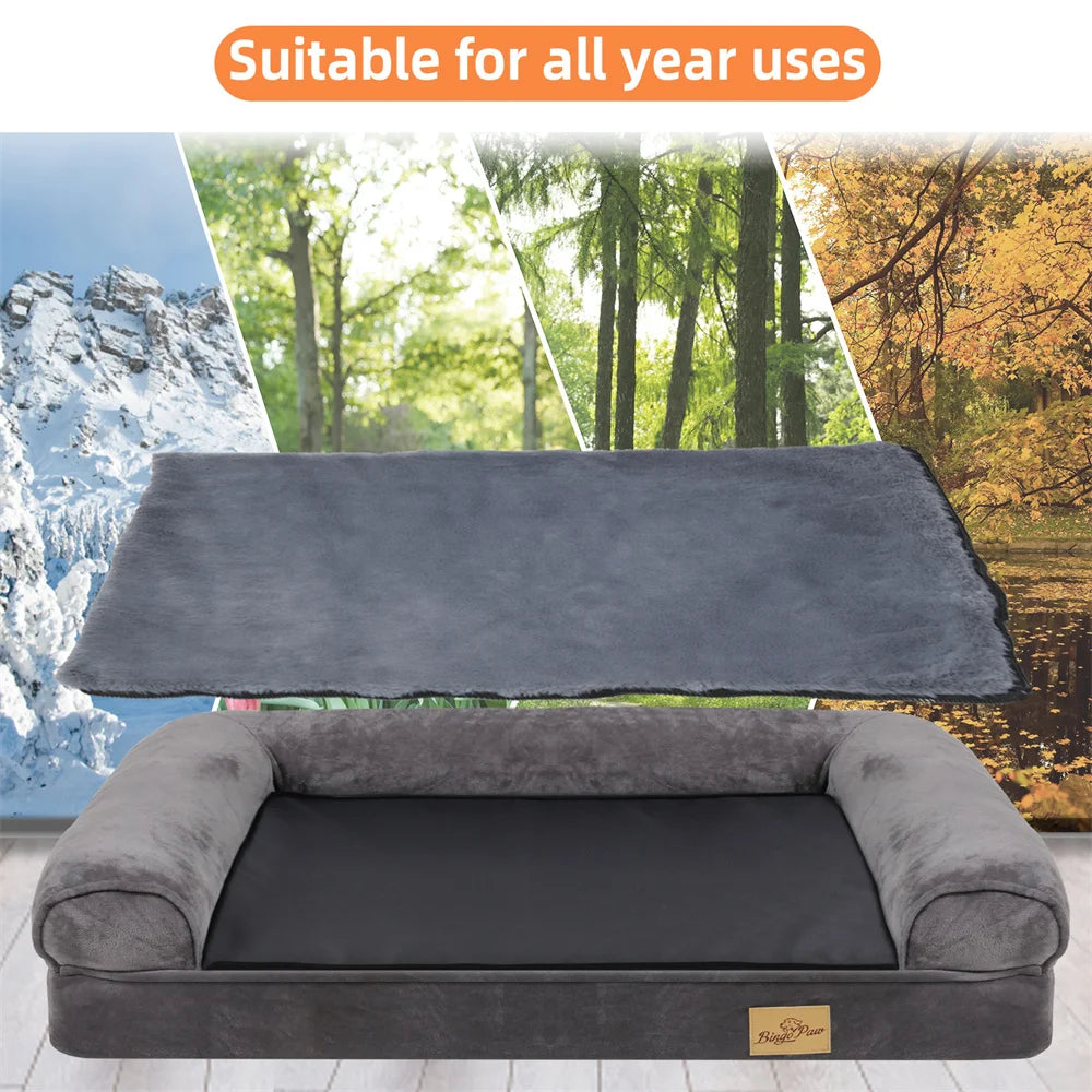 Orthopedic Memory Foam Dog Bed Sofa with Removable Waterproof Cover - M 80x60x18 cm