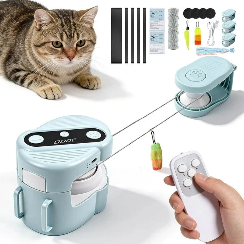 Interactive Indoor Cat Chase Toy with Remote and Adjustable Speed, Rechargeable