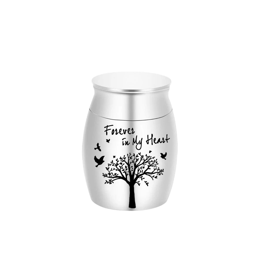 Mini Memorial Urn Tree of Life Aluminium Alloy Lightweight Keepsake Holder - Gold