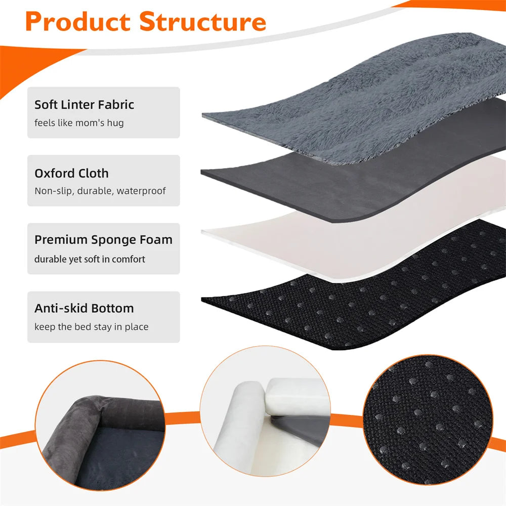 Orthopedic Memory Foam Dog Bed Sofa with Removable Waterproof Cover - 2XL 120x90x20 cm