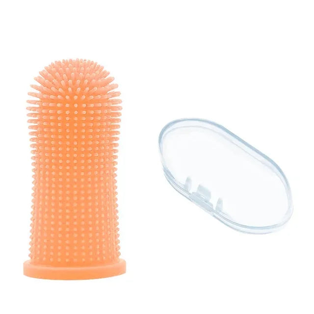 Soft Silicone Finger Toothbrush for Dogs and Cats 360 Degree Cleaning with Case