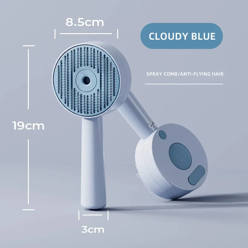 2 in 1 Spray Slicker Brush for Cats with Anti Static Mist and Deshedding Function - White