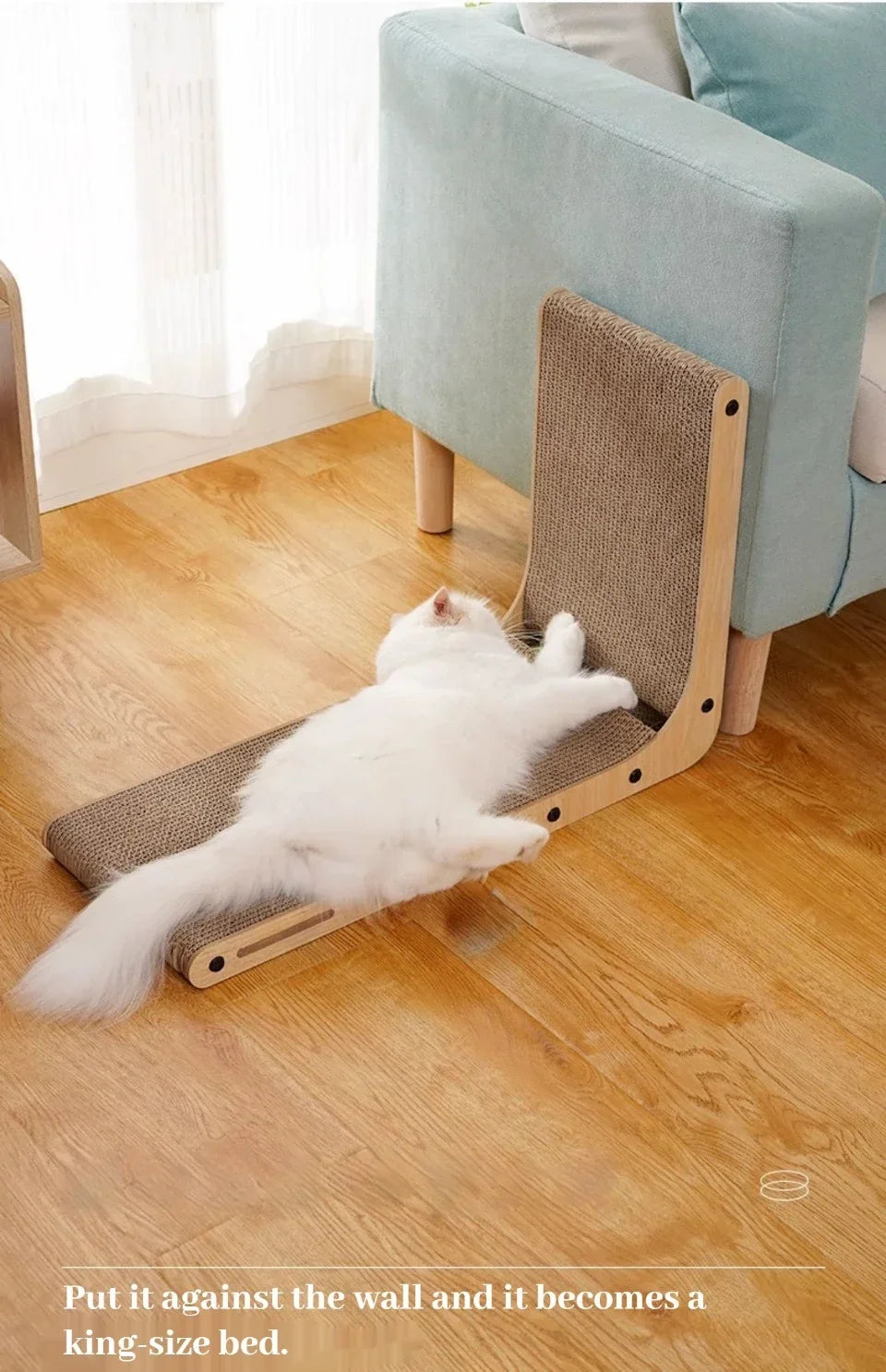 L-Shaped Cat Scratcher Board with Furniture Protection Design - Small