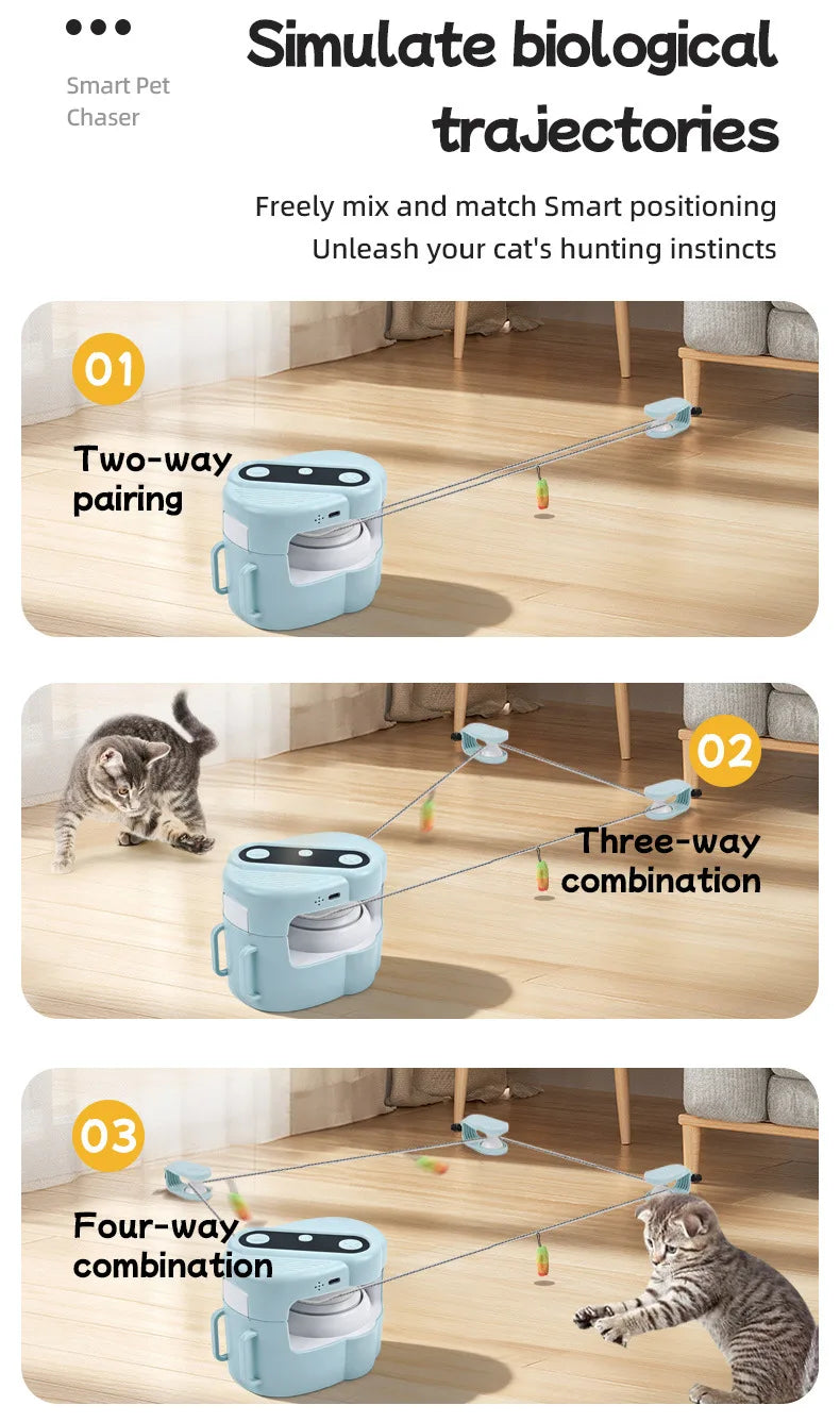 Interactive Indoor Cat Chase Toy with Remote and Adjustable Speed, Rechargeable